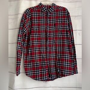 Croft & Barrow Red Blue White Plaid Button Down Flannel Shirt - SZ: Large